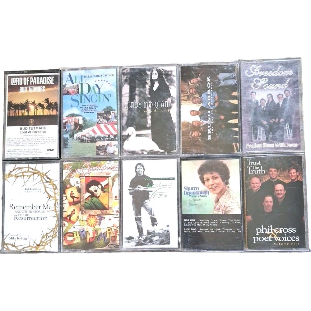 10 Christian Gospel Cassettes Gaither Wayne Watson Cindy Morgan Religious Lot